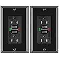 2 Pack - POWAWINI GFCI Outlet, UL Listed, Tamper-Resistant, Weather Resistant Receptacle Indoor or Outdoor Use, LED Indicator