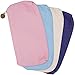 4 Pack Flower Floral Canvas Pen Pencil Cases Makeup Bags, FineGood Stationery Pouch Holders with Double Zippers for School Students Kids, with 2 Hang Ropes - Dark Blue, Light Blue, Pink, Cream