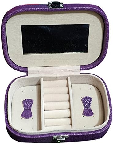 Jewelry Box Small Travel Jewelry Case Organizer with Mirror for Rings Earrings Necklace By Wonlives (purple)