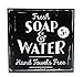 Efast Vintage Bathroom, Fresh Soap & Water Decorative Wood Box, Large, 10x10 Inch, Black Sign
