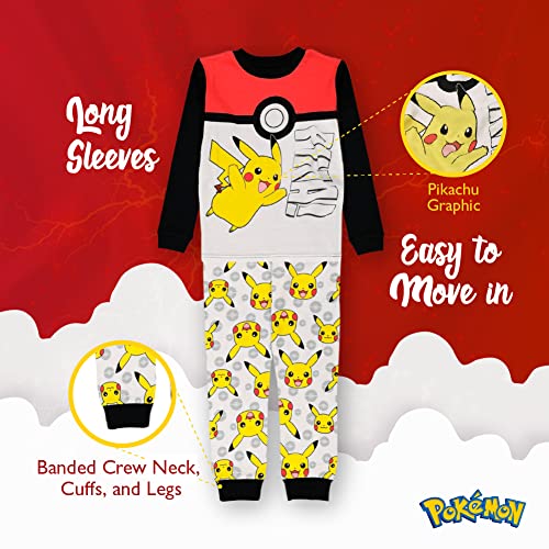 Pokémon boys 6-piece Snug-fit Cotton Pajama Set, Soft & Cute for Kids