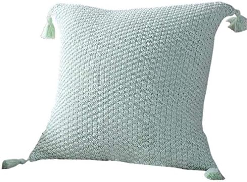 Big Promotion! Noopvan Tassels Knitted Nordic Style Throw Pillowcase Square Sofa Cushion Cover 18"x18" (Green)