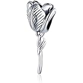 Mushroom 925 Sterling Silver Charms Red Enamel a Green Plant Flower Bellflower Cactus Charms Color Crystal Spacer Beads for Pandora Charm Bracelet (Tulip Silver)