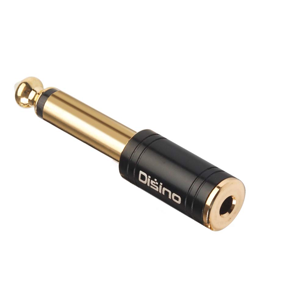 Photo 1 of Disino 1/4" Mono to 1/8" Stereo Adapter, New Upgrade Gold-Plated 6.35mm TS Male Jack to 3.5mm TRS Female Stereo Adapter for Headphone, Amp Adapte, Black - 1 Pack