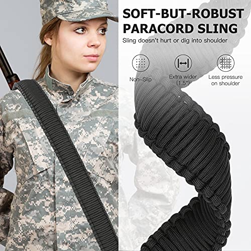 AOOK Paracord Rifle Sling with Swivels, Quick Adjustable Length Rifle