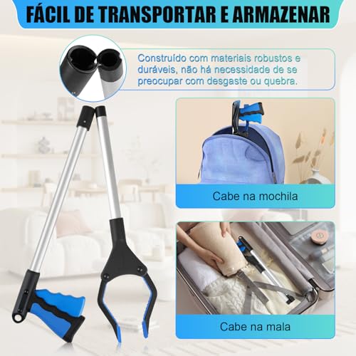 80 cm Pegador de Objetos Garra Mão Mecânica, Garra de Alcance Dobrável para Pegar, Ferramenta de Coleta com Mandíbula Giratória de 360°, Ferramenta de Alcance Pegador de Objetos a Distancia