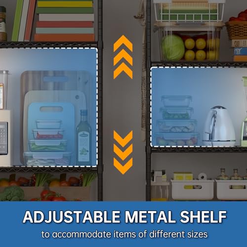 Mapleyard Storage Shelves 5 Tier Sturdy Metal Garage Shelving Unit with Adjustable Leveling Feet, Space-Saving Shelves Organizer for Pantry, Laundry, Kitchen, 90cm x 35cm x 183cm, NSF Certified,Black