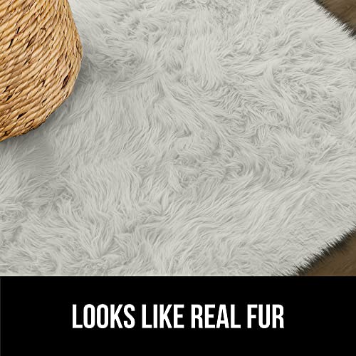 Gorilla Grip Fluffy Faux Fur Area Rug, Rubber Backing, Machine Washable