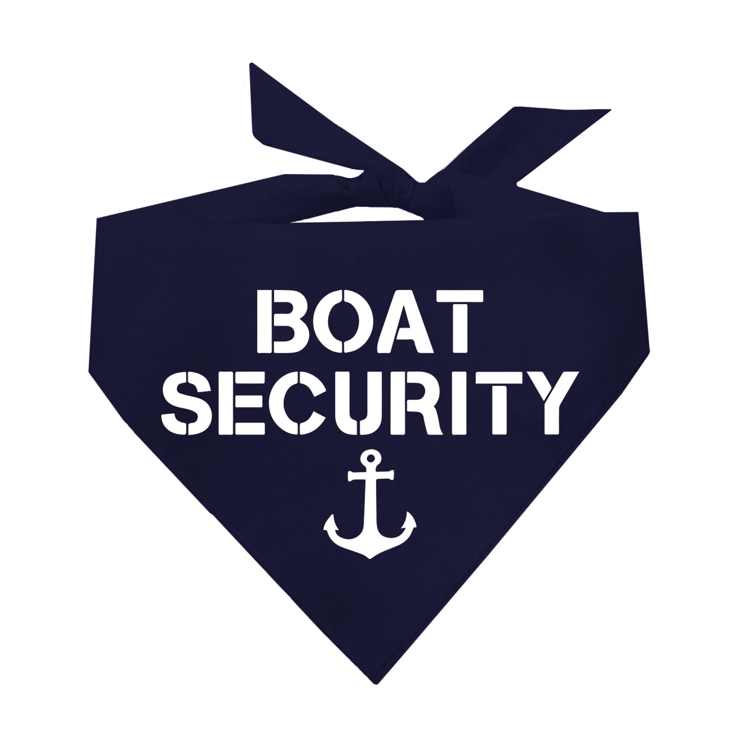 Boat Security Dog Bandana | 100% Cotton Adjustable Triangle | Made in USA | Boat Lover | Captain | Beach | Lake | Funny Outfit Prop Photoshoot | Assorted Colors & Sizes (243)