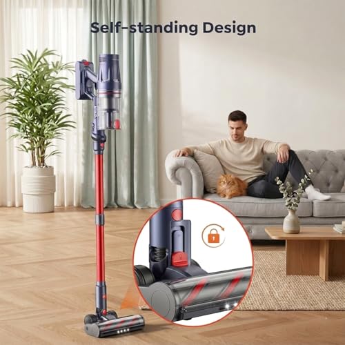 INTETURE Cordless Vacuum Cleaner 650W/55Kpa,70 Mins Cordless Vacuum, Self-Standing Upright Stick Vacuum Cleaner with Wall Mount Charging, Touch Screen, Vacuums for Carpet Hard Floor Pet Hair, Standard