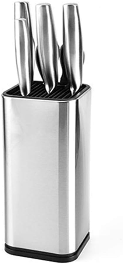 Love Your Kitchen Universal Knife Block (Without Knives) - Round Cylinder Knife Holder Stand for Steak Knife, Space-Saver Knife Block (Silver)