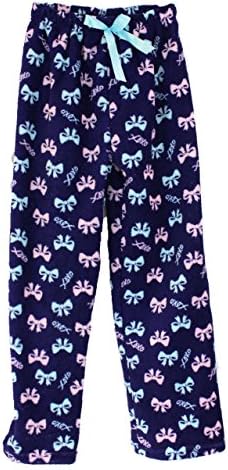 XOXO Girl's Super Fuzzy Fluffy Pajama Lounge Pants, Pink Bows (XS (4-5))
