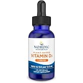 Nordic Naturals Plant-Based Vitamin D3 Liquid, Vegan, 1000 IU - 1oz | Vegan Vitamin D3 from lichen, not lanolin. 1000 IU supports bone health, mood &amp; immune function. Liquid drops, non-GMO.