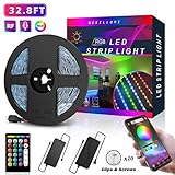 Nexillumi 32.8 Foot/10M, APP Control Color Changing LED SMD 5050 RGB Light Strips with RF Remote, Sync to Music for Rooms, Party, Interior Decoration 32.8ft, Length: 400
