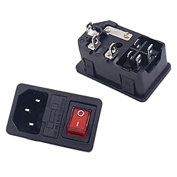 3 Pin IEC320 C14 Inlet Male Plug Power Socket Red