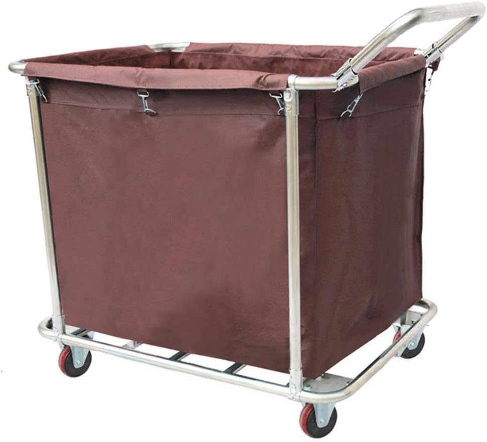 Portable cart -GR/Oversized Laundry Cleaning Sorter Cart with Handle, Rolling Heavy-Duty Laundry Hamper with Removable Bags and Mobile Caster, Coffee Color (Color : 4 inch Wheels)