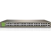 Tenda 48 Port Gigabit Ethernet Switch, Unmanaged Rackmount Network Switch | 48*10/100/1000Mbps Shielded Ports &amp; 2*SFP Slots | VLAN Mode | Metal Case | Fanless Quiet for Business | Traffic Optimization