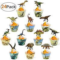 Dinosaur Cupcake Wrappers And Toppers Dinosaur Cupcake Cups 24 Pack Jurassic World Party Supplies Boys Kids Dino Party Supplies Birthday Decorations