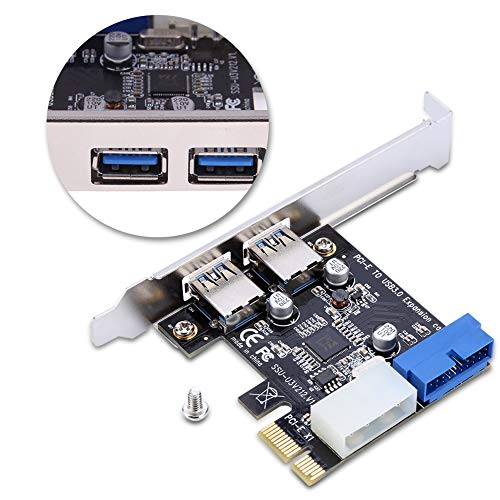 V BESTLIFE PCI-E to Smart 2 Ports USB3.0 Expansion Serial Card Adapter with Front 19PIN Interface, Support Windows XP 32/64, Windows 7 32/64, Windows8, Windows8.1, Windows10 Operating System