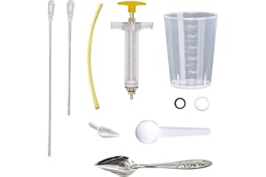 SQUSIMEI 8 Pcs Bird Feeding Syringe Set Feeding Tubes for Baby Birds Parrot Hand Feeding Syringe Pet Syringe Feeding Tube Stainless Steel Metal Feeding Spoon Small Animals (30ml-Set of Eight)