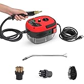 Portable Handheld Steam Cleaner, High Temperature Pressurized Steam Cleaning Machine with Brush Heads for Kitchen Furniture Bathroom Car, US Plug 110V (Red)