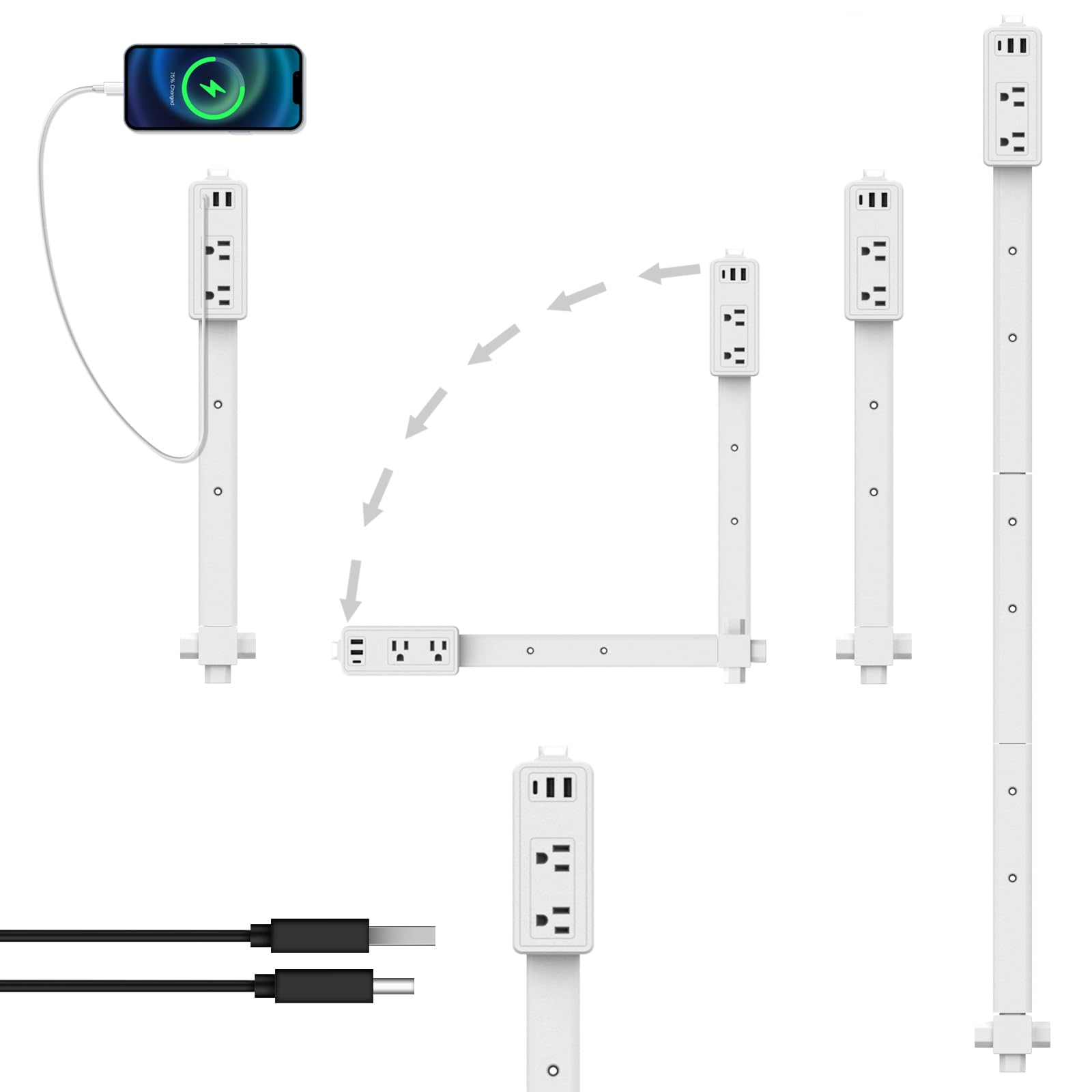 Photo 1 of Electrical Outlet Extender with 2 AC Ports, 2 USB A Port, 1 USB C Port