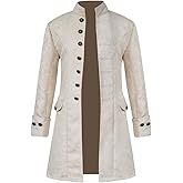 JIEFULL Men Steampunk Costume Coat Vintage Victorian Tailcoat Gothic Jacket Vampire Cosplay for Halloween Renaissance Uniform