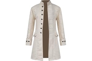 MOGENDA Mens Vintage Tailcoat Steampunk Jacket Gothic Costume for Halloween Cosplay Medieval Victorian Frock Coat Long Uniform