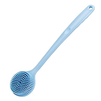 NIL KANTH - Ultra-Soft Silicone Back Scrubber Shower Bath Body Brush with a Long Handle, 100% BPA-Free, Hypoallergenic, Eco-Friendly, Blue