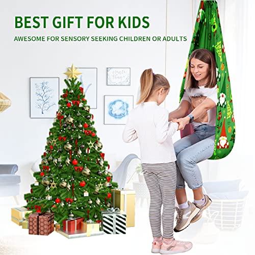 Sensory Swing for Kids and Adults Indoor Therapy Swing for Autistic Children Cuddle Swings Hammock Has Calming for ADHD Sensory Processing Disorder (Green Size:59