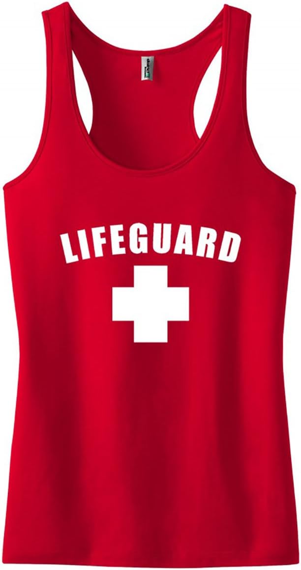 Womens Lifeguard Racer Back Tank TOP-Small Red