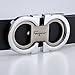 Men's Fashion Comfort Genuine Leather Belt Adjustable Buckle, by Trim to Fit (Black/Silver, Wasit Size 26