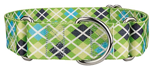 Country Brook Design 1 1/2 Inch Margarita Argyle Martingale Dog Collar - Extra Large