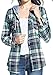 Classic Plaid Cotton Hoodies for Women - Flannel Long Sleeve Button-Up Drawstring Shirt with Pockets Casual Outfits(L, Green)