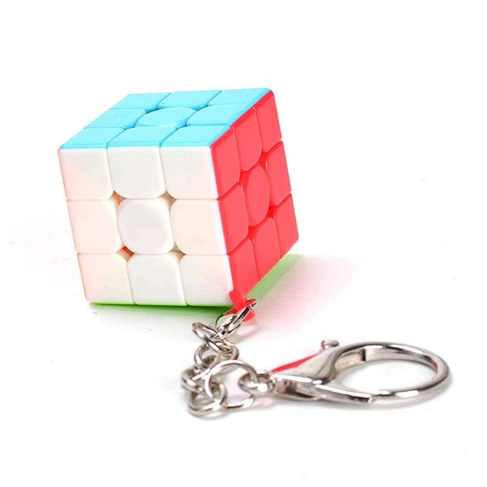 Yealvin Mini Keychain Cube, Mini 3x3 Magic Cube Puzzle Toys Brain Teasers Decorations Gifts