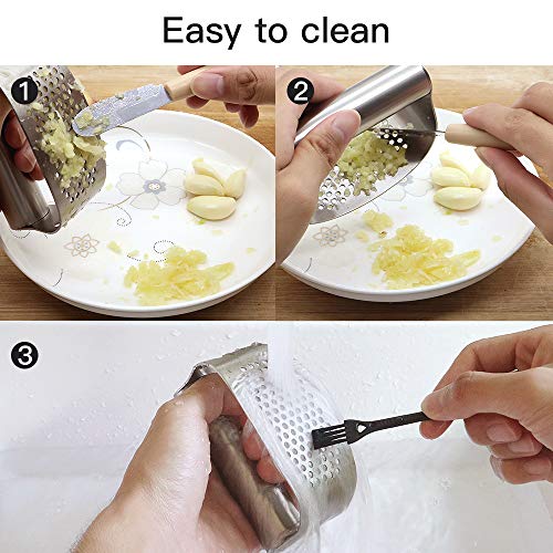Stainless Steel Garlic Press Rocker Set Garlic Crusher Mincer with