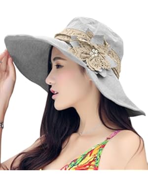 Womens Summer Wide Brim Sun Hats Foldable Beach UV Protection Bucket Hats