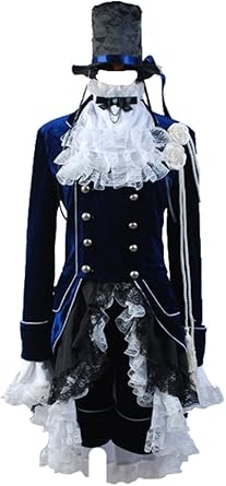 Daiendi Black Butler Ciel Cosplay Costume Bleu Fonce Robe Adulte