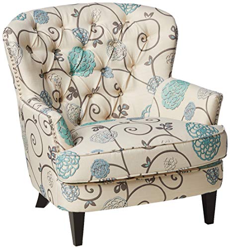 Christopher Knight Home Tafton Arm Chair, White + Blue