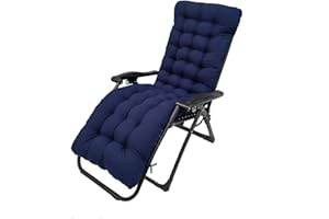 SHAPEAZY Sun Lounger Chair Cushions,67-inch Lounge Chaise Cushion Sun Lounger Mattress with Non-Slip Back Elastic Sleeve for Garden Outdoor/Indoor/Sofa/Tatami/Car Seat/Bench (Navy Blue)