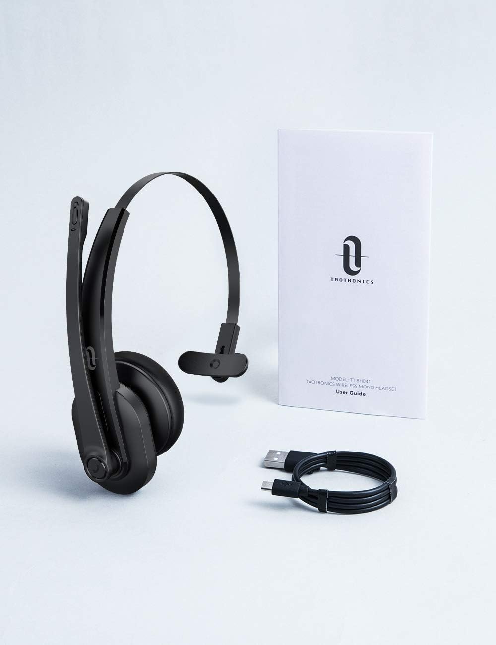 TaoTronics Trucker Bluetooth Headset with Microphone, Wireless Cell Phone Headset Noise Cancelling Mic, On Ear Bluetooth Headphones Bluetooth 5.0 34H for Home Office Online Class PC Call Center Skype
