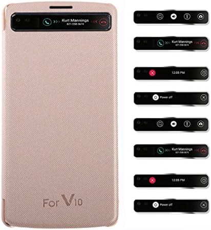 [Quick Window View] Smart view Protective Flip Cover Case Smart Sleep Wake Protection Rigid Shell Case for LG V10 (Gold)