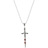 TACBSP Gothic Sword Pendant Necklace for Women Vintage Red Black Crystal Sword Pendant Necklace Halloween Jewelry Gift