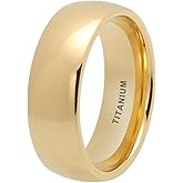 TUTISS 6mm 8mm Silver/Gold Titanium Rings for Men Women Fashion Jewelry Engagement Wedding Bands Domed Polished Shiny Comfort Fit