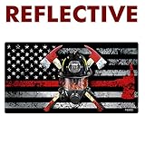 AZ House of Graphics REFLECTIVE Thin RED LINE MASK Flag Sticker - #FS2033-REF-1pk