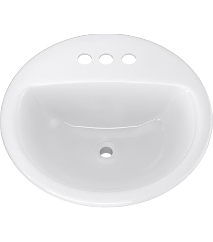 すいん MSI White 21 in. X 18 in. Oval Porcelain Overmount Vanity