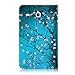 UUcovers T377 Tablet Case for Samsung Galaxy Tab E 8.0 Inch 2016 Model (SM-T377A/T377V/T377P/T375/T378) PU Leather Folio Stand Wallet Soft TPU Back Shockproof Cover with Card Pocket, Pear Flower Blue