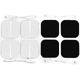 AUVON Latex-Free TENS Unit Electrode Pads (FDA 510K Cleared), 8-Pack Medical Grade 2 x 2 Reusable TENS Unit Patches with Industry Leading Self-Stick Performance and Non-Irritating Design