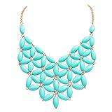 Jane Stone Light Blue Bib Necklace Chunky Necklace Statement Necklace(Fn0511-Light Blue)