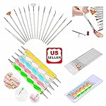 Glam Hobby 20pc Nail Art Manicure Pedicure Beauty Painting Polish Brush and Dotting Pen Tool Set for Natural, False, Acrylic and Gel Nails